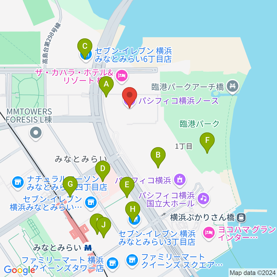 パシフィコ横浜ノース周辺のカフェ一覧地図