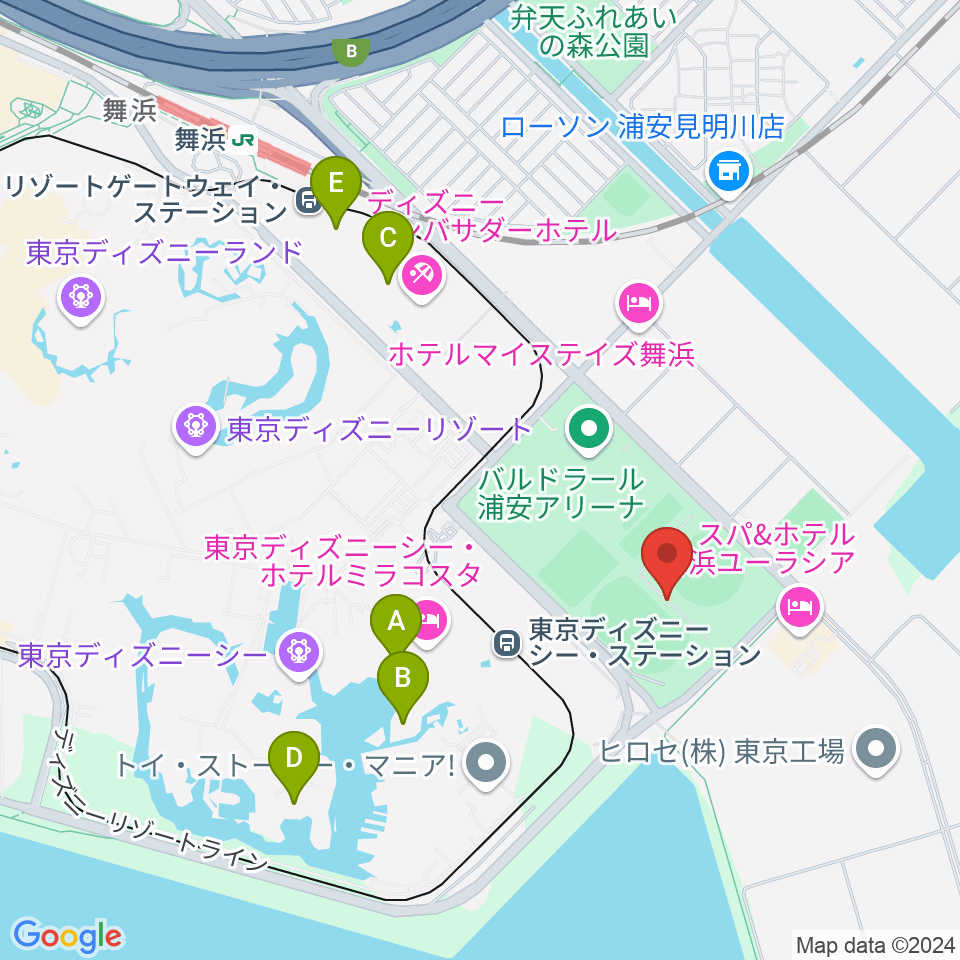 ブリオベッカ浦安競技場周辺のカフェ一覧地図