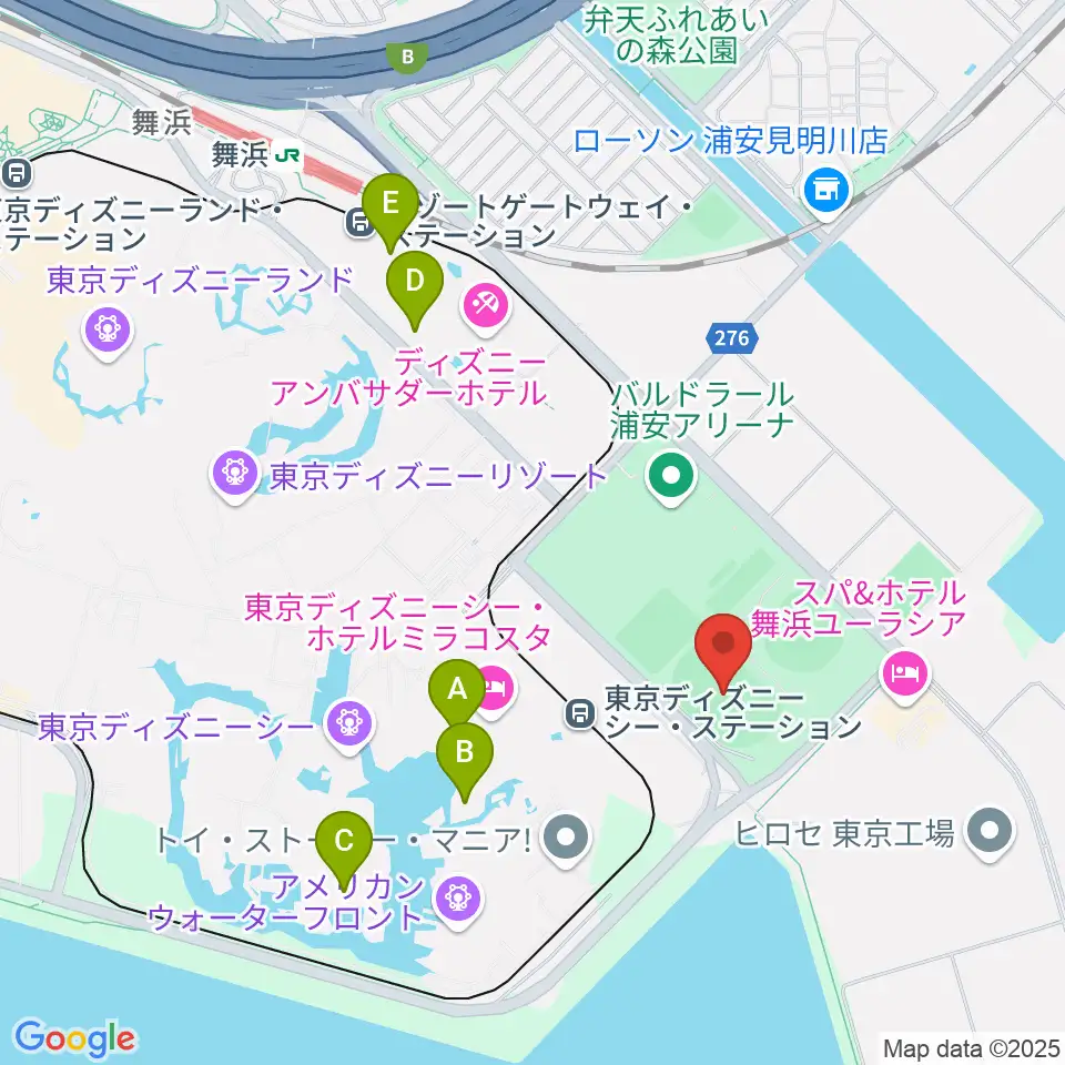 ブリオベッカ浦安競技場周辺のカフェ一覧地図