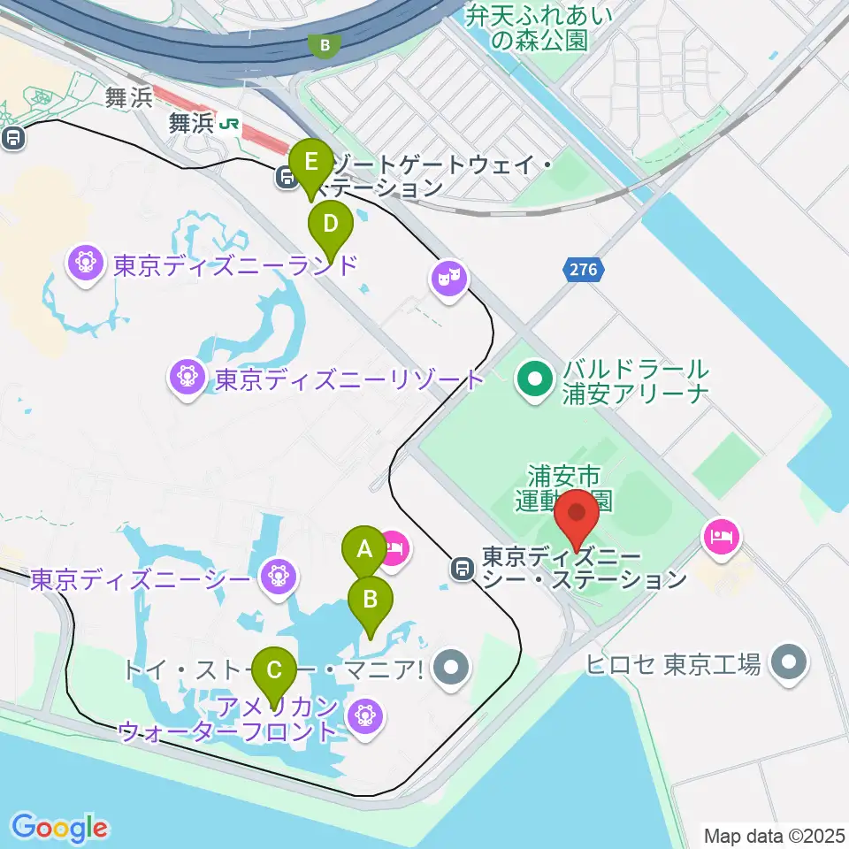 ブリオベッカ浦安競技場周辺のカフェ一覧地図