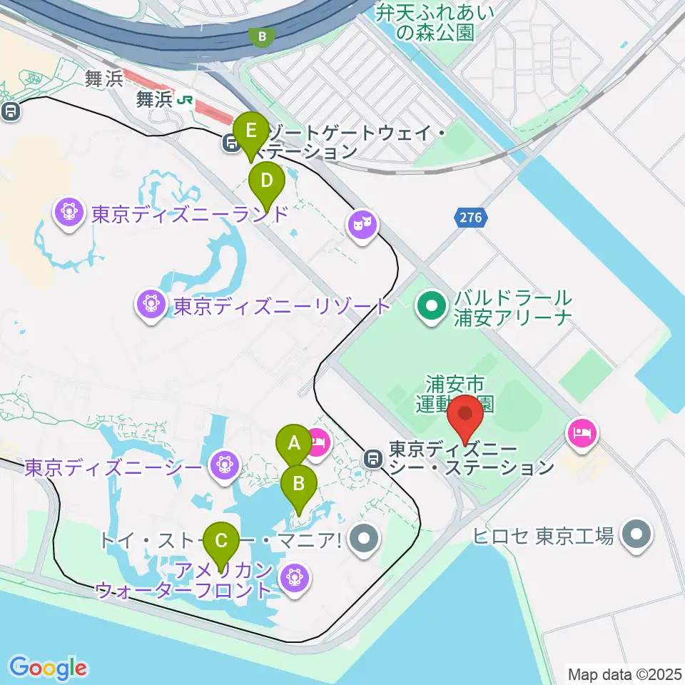 ブリオベッカ浦安競技場周辺のカフェ一覧地図