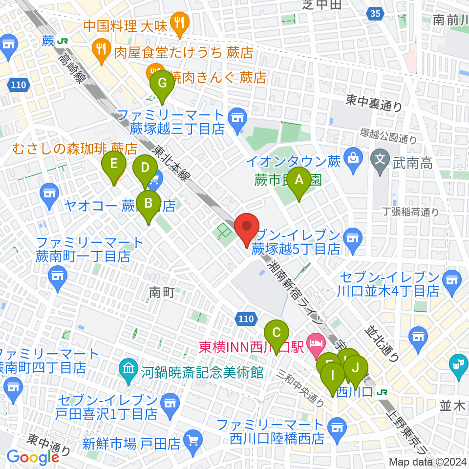 レッスル武闘館（アイスリボン道場）周辺のカフェ一覧地図