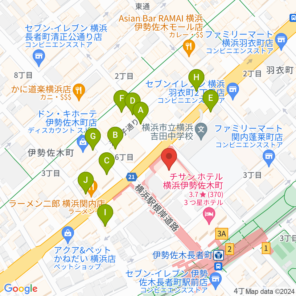 横浜ラジアントホール周辺のカフェ一覧地図