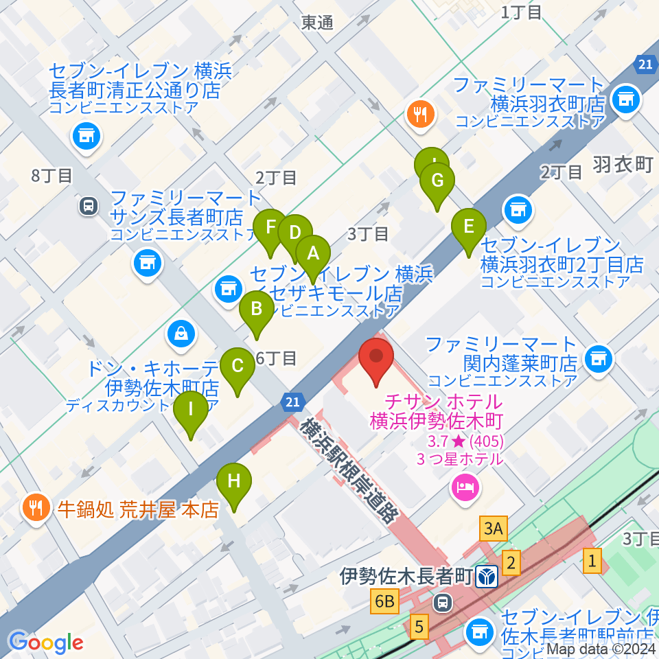 横浜ラジアントホール周辺のカフェ一覧地図