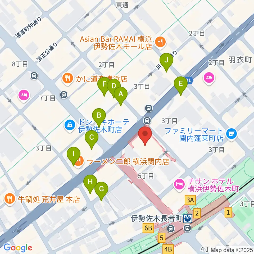 横浜ラジアントホール周辺のカフェ一覧地図