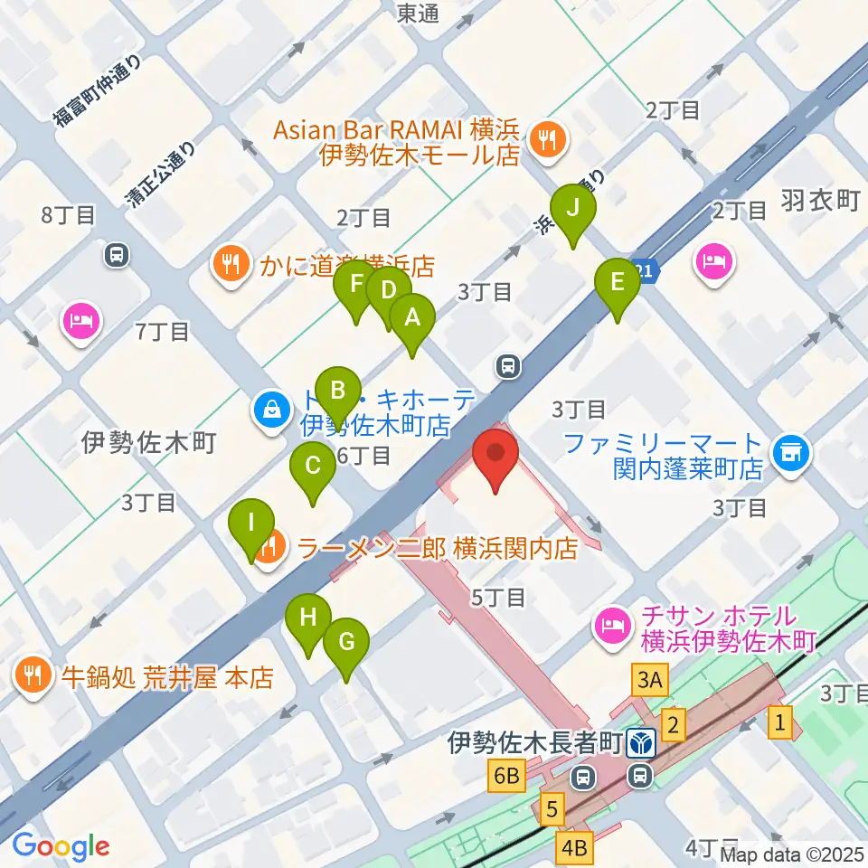 横浜ラジアントホール周辺のカフェ一覧地図