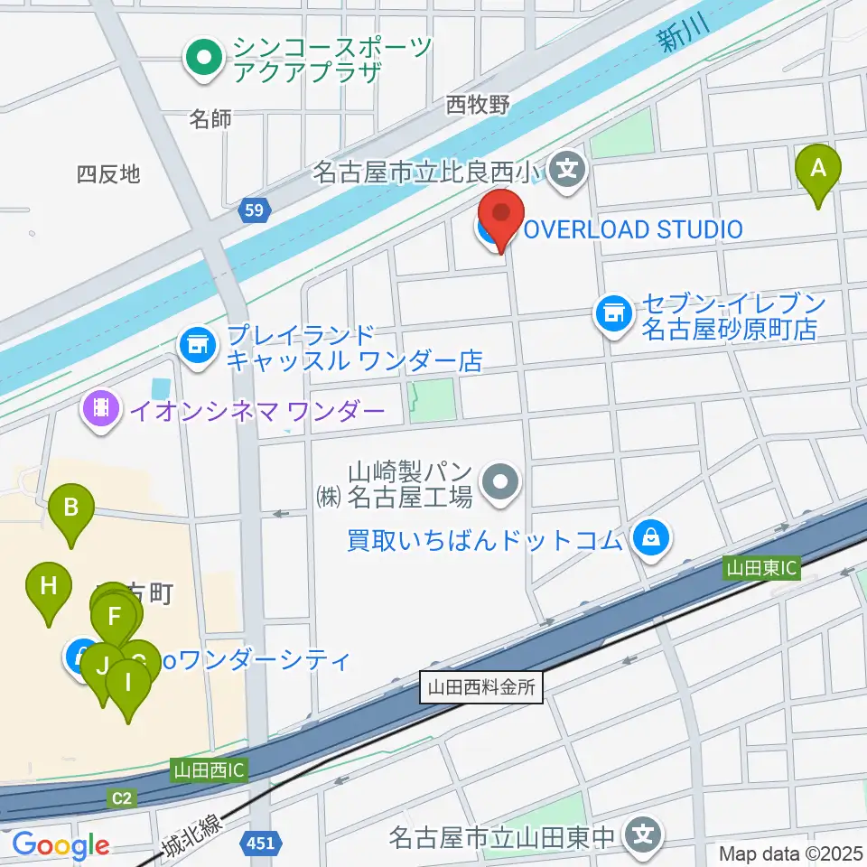 OVERLOAD STUDIO周辺のカフェ一覧地図