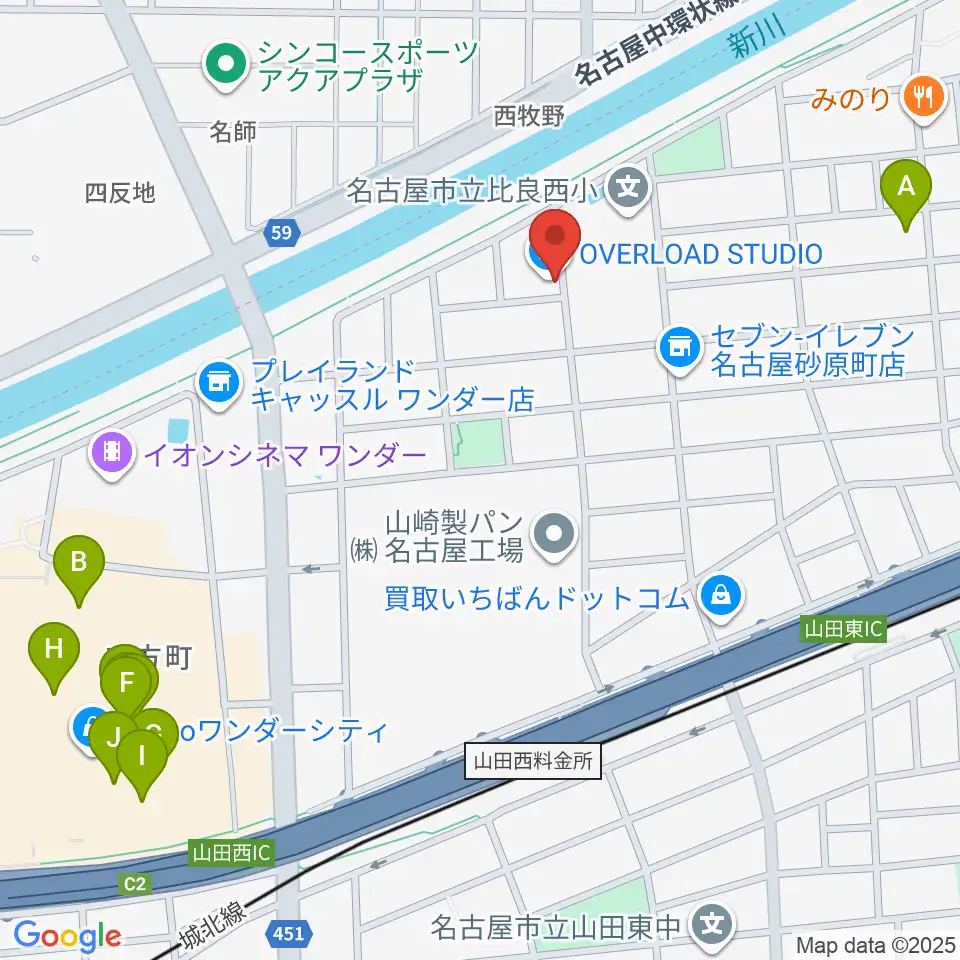 OVERLOAD STUDIO周辺のカフェ一覧地図