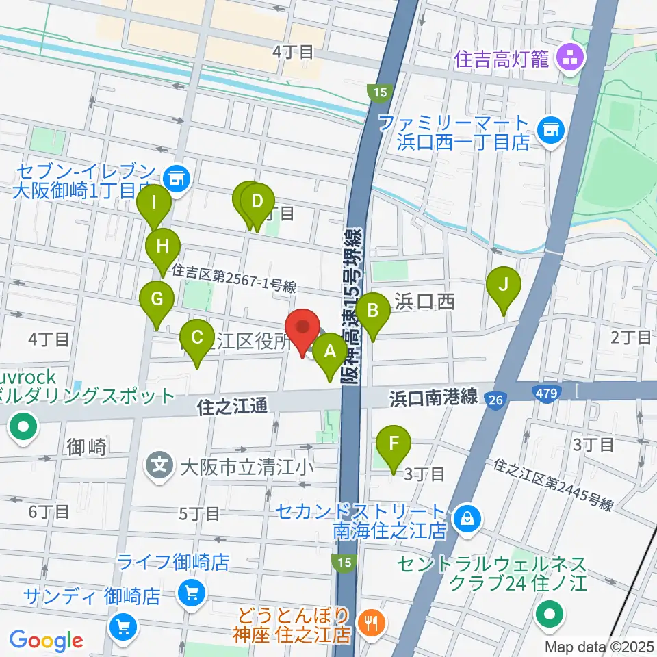 すみのえ舞昆ホール周辺のカフェ一覧地図