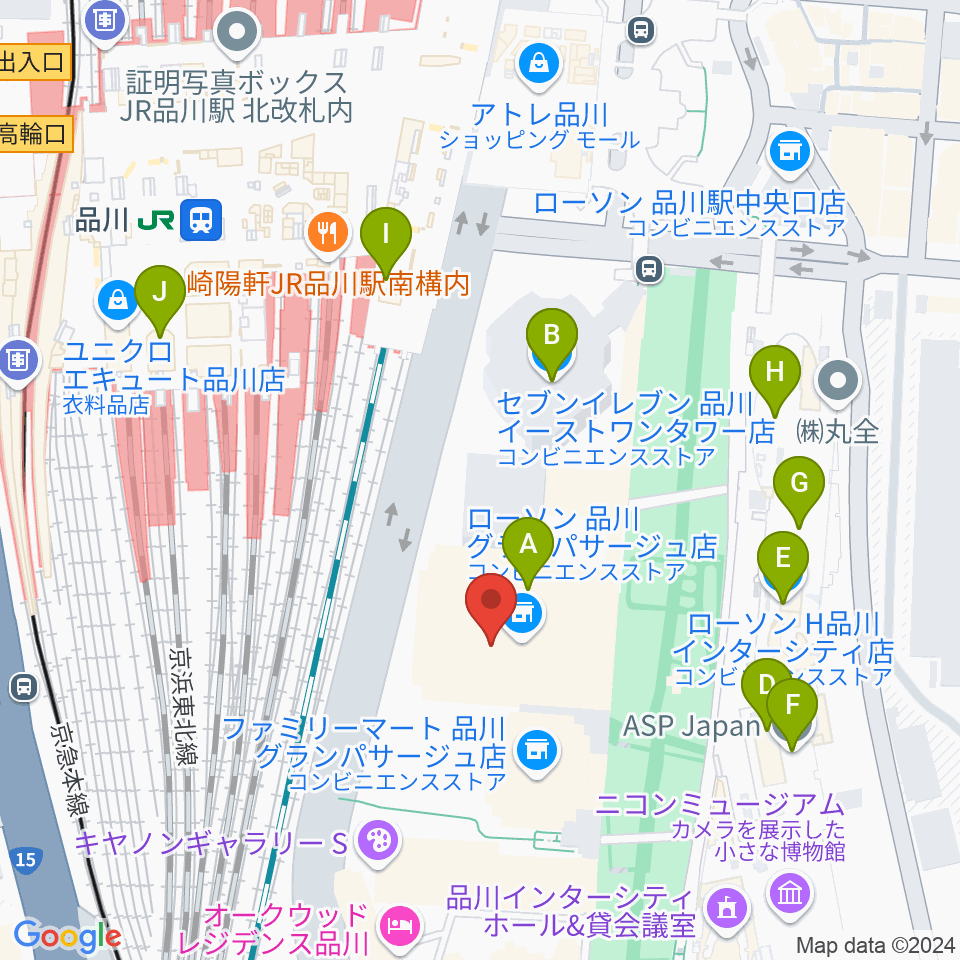 品川グランドホール周辺のカフェ一覧地図