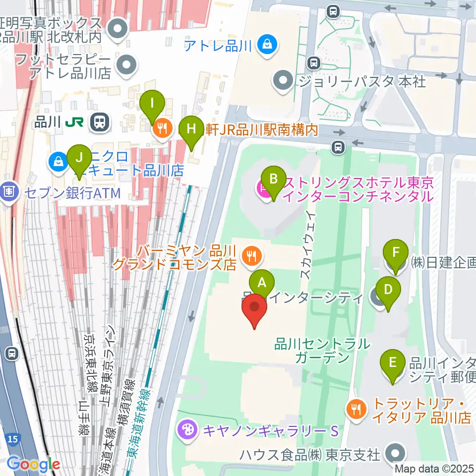 品川グランドホール周辺のカフェ一覧地図