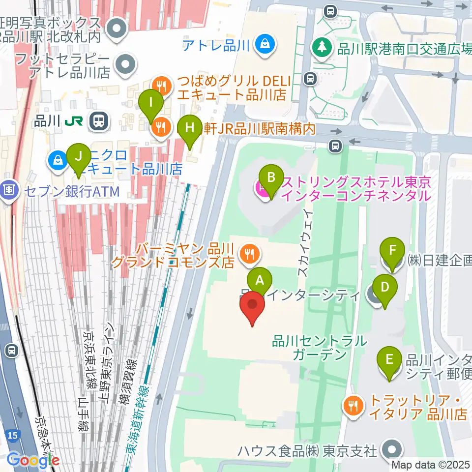 品川グランドホール周辺のカフェ一覧地図