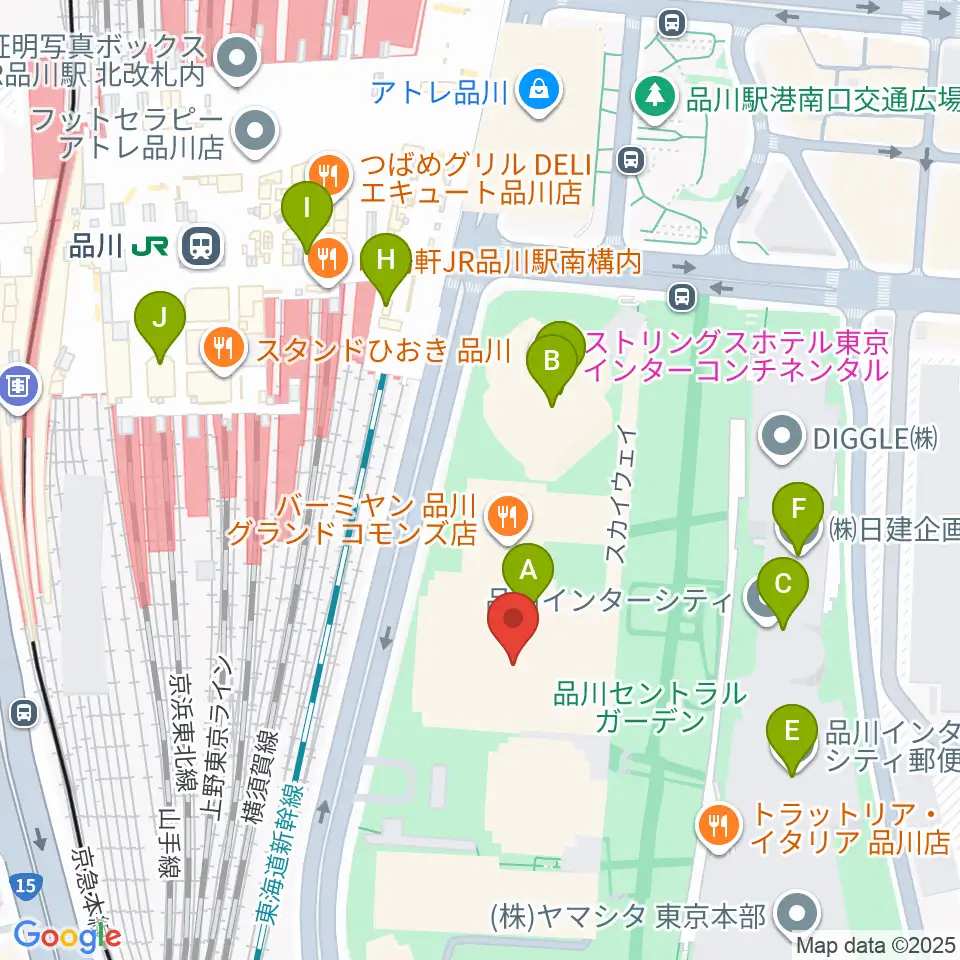 品川グランドホール周辺のカフェ一覧地図