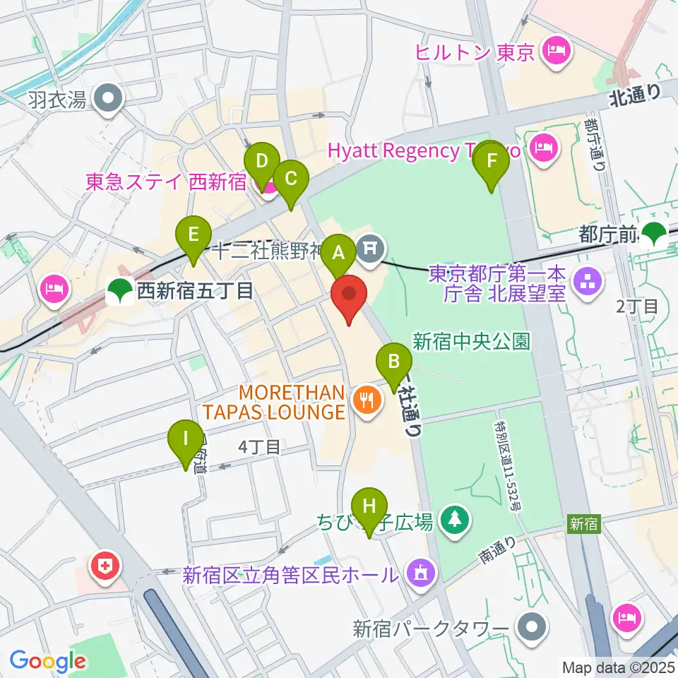 ベルサール西新宿周辺のカフェ一覧地図