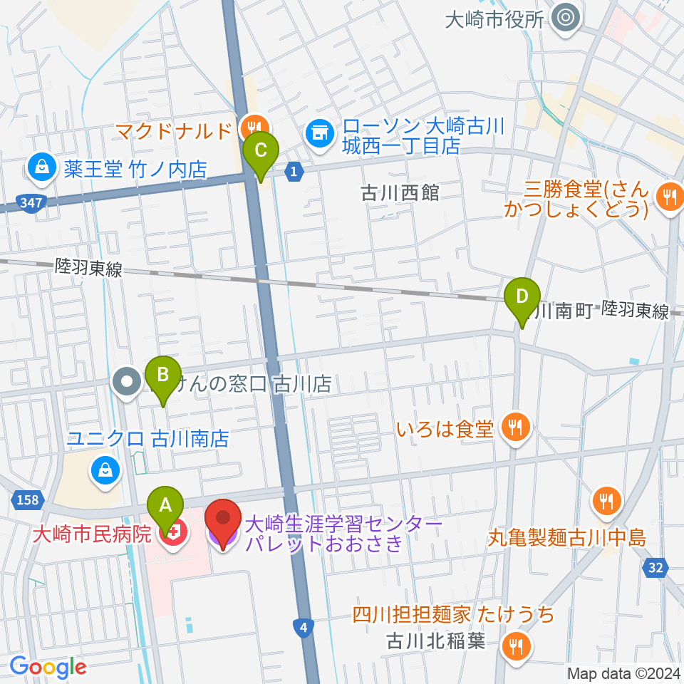 パレットおおさき周辺のカフェ一覧地図