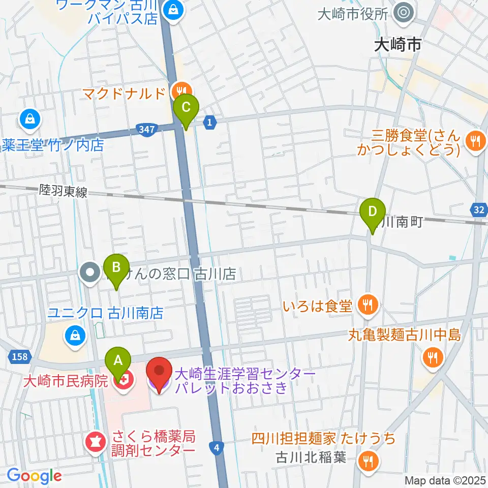 パレットおおさき周辺のカフェ一覧地図