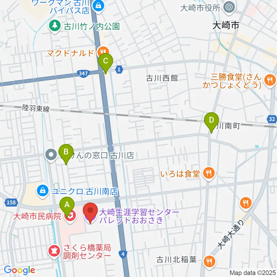 パレットおおさき周辺のカフェ一覧地図