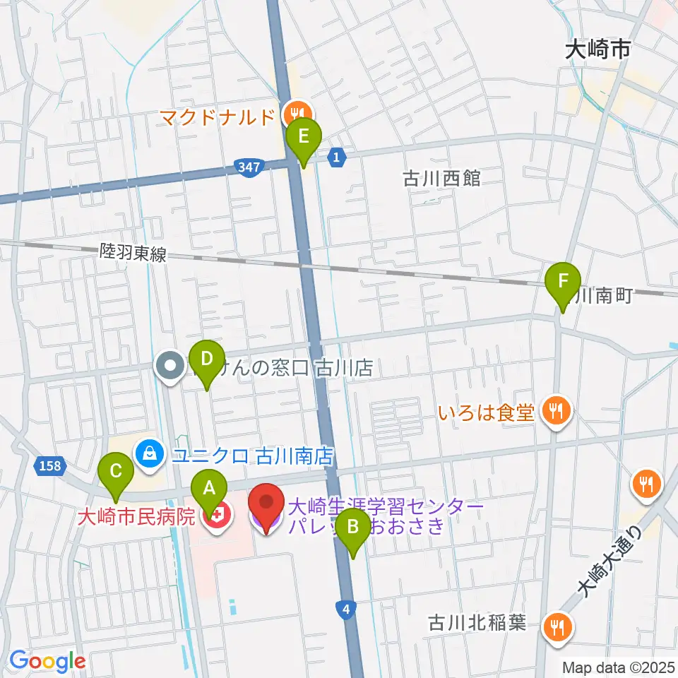 パレットおおさき周辺のカフェ一覧地図