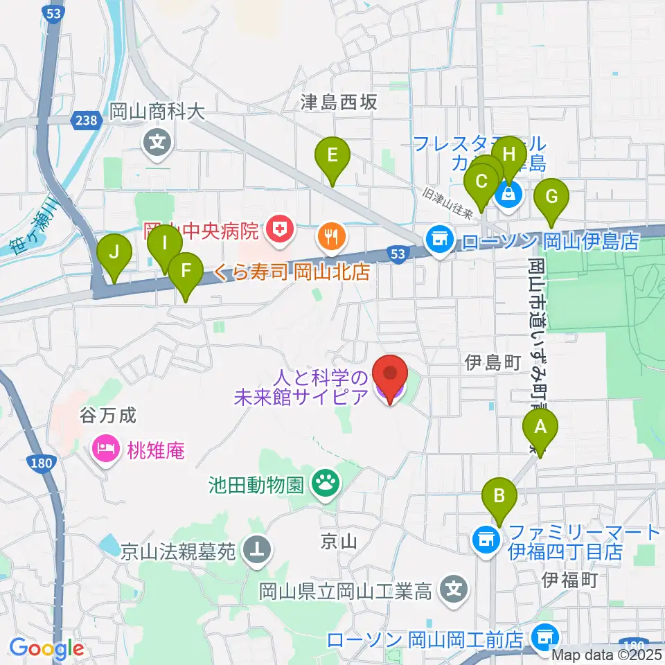 人と科学の未来館サイピア周辺のカフェ一覧地図