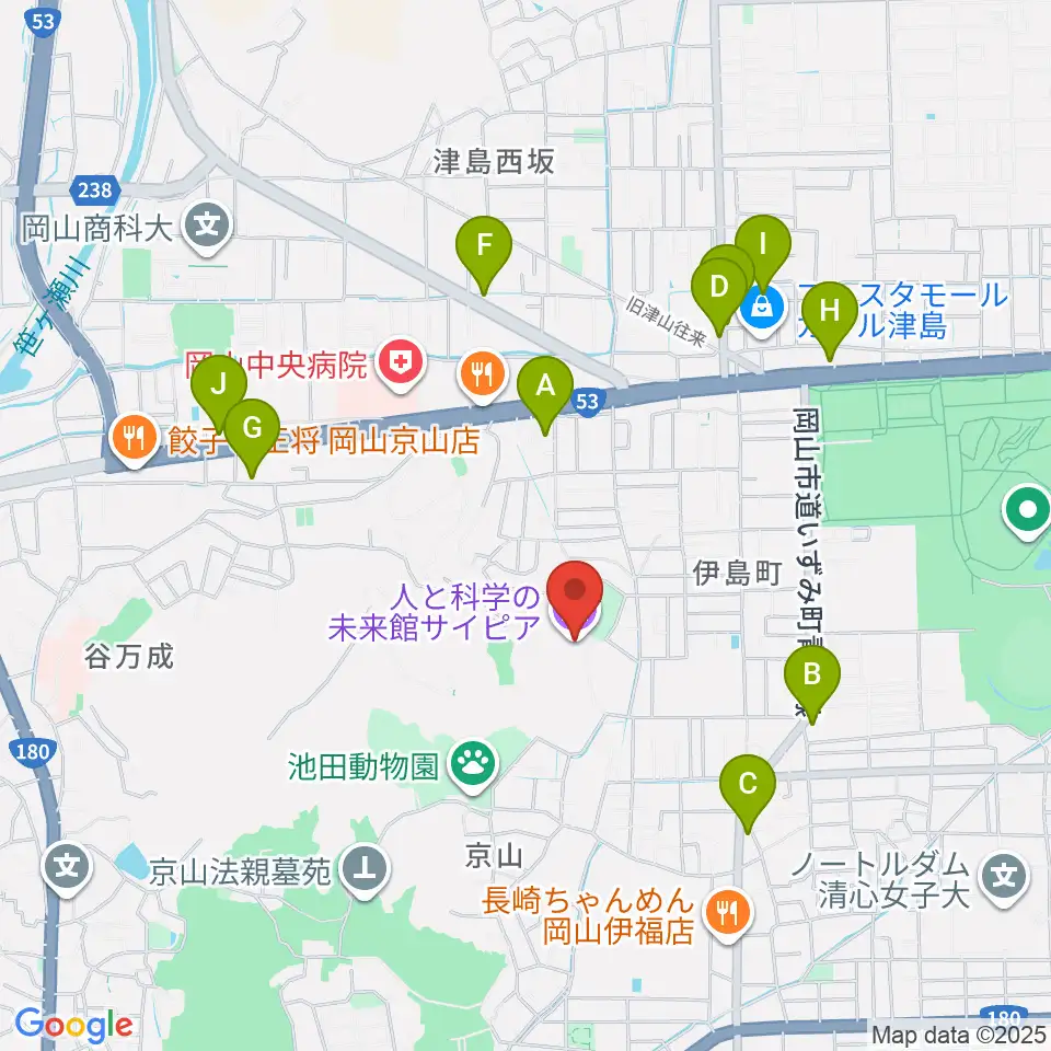 人と科学の未来館サイピア周辺のカフェ一覧地図