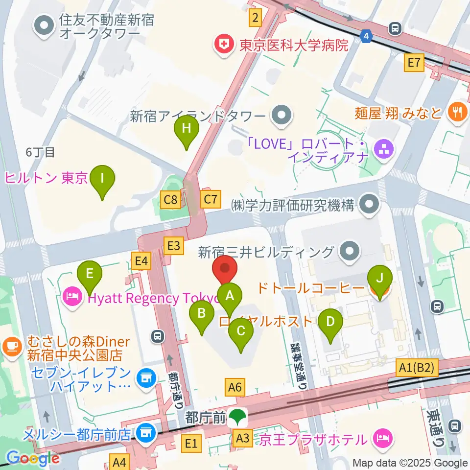 新宿住友ビル三角広場周辺のカフェ一覧地図