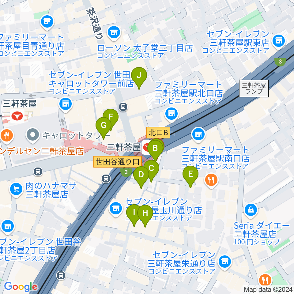 スタジオクレッセ周辺のカフェ一覧地図