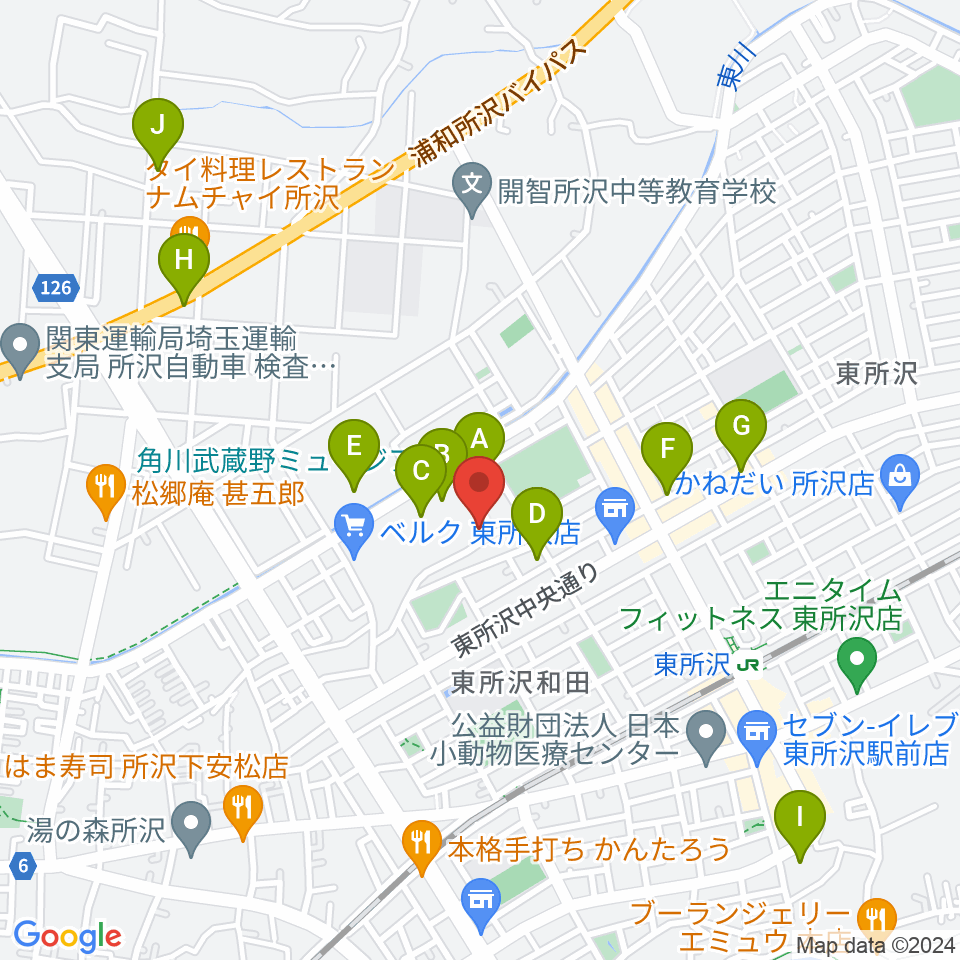 ところざわサクラタウン・ジャパンパビリオン周辺のカフェ一覧地図