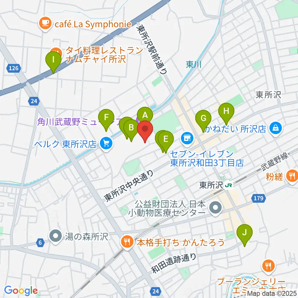 ところざわサクラタウン・ジャパンパビリオン周辺のカフェ一覧地図