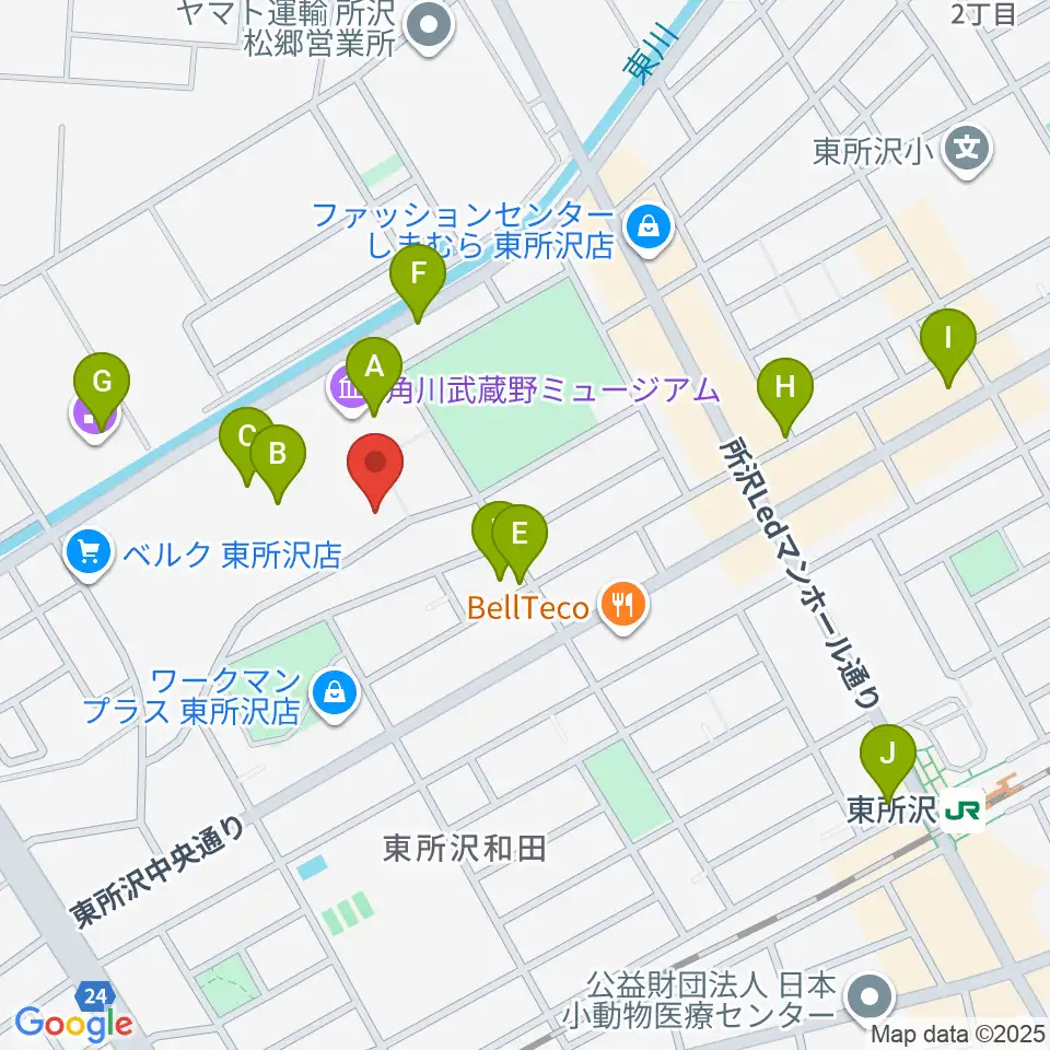 ところざわサクラタウン・ジャパンパビリオン周辺のカフェ一覧地図