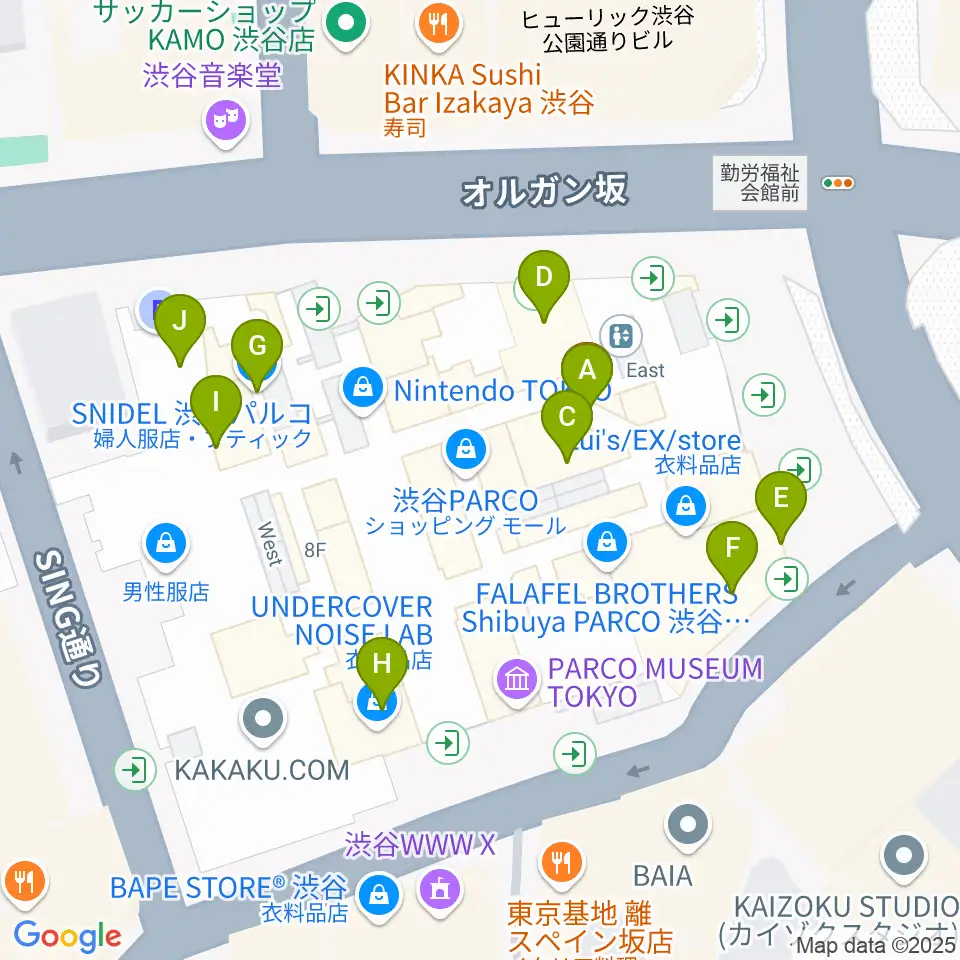 渋谷SUPER DOMMUNE周辺のカフェ一覧地図