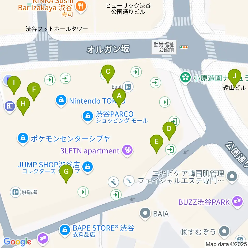 渋谷SUPER DOMMUNE周辺のカフェ一覧地図