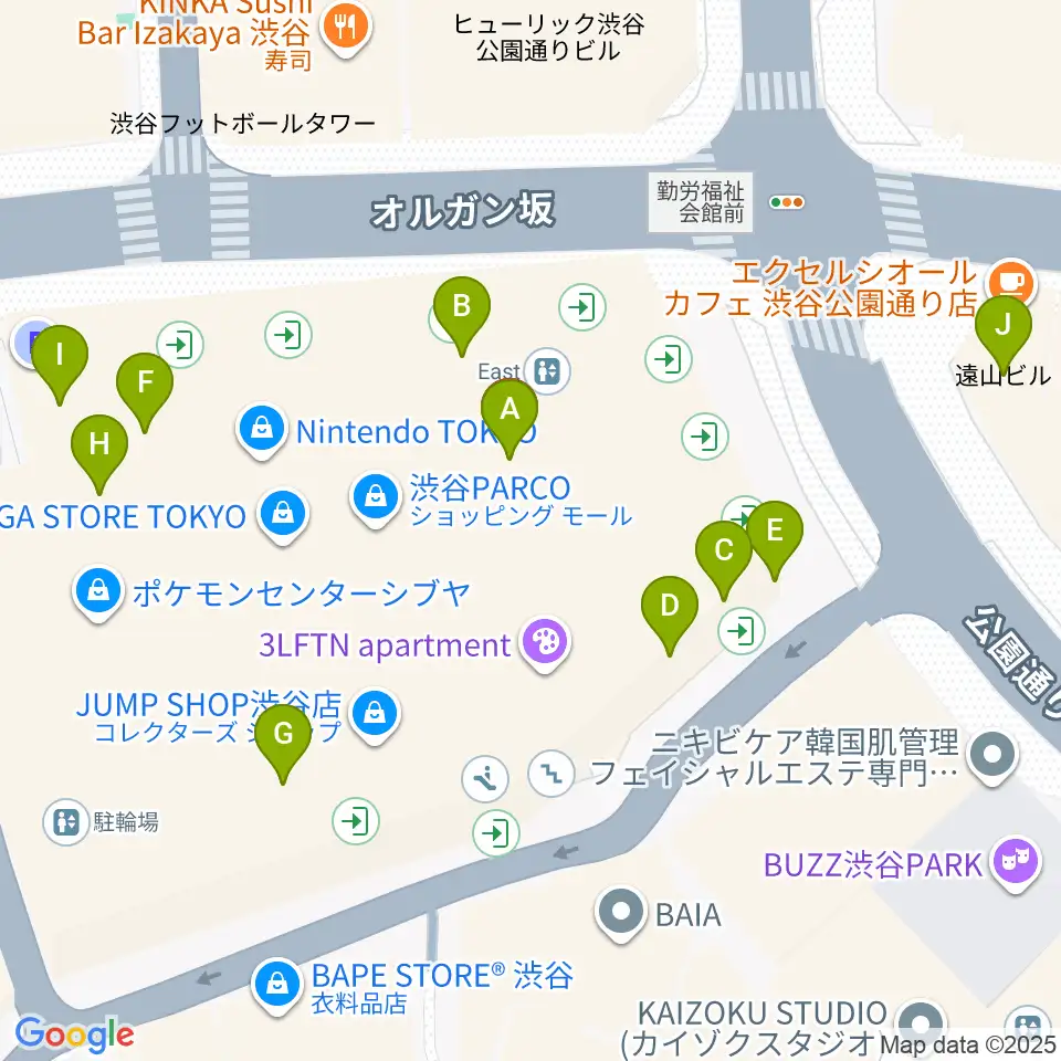 渋谷SUPER DOMMUNE周辺のカフェ一覧地図