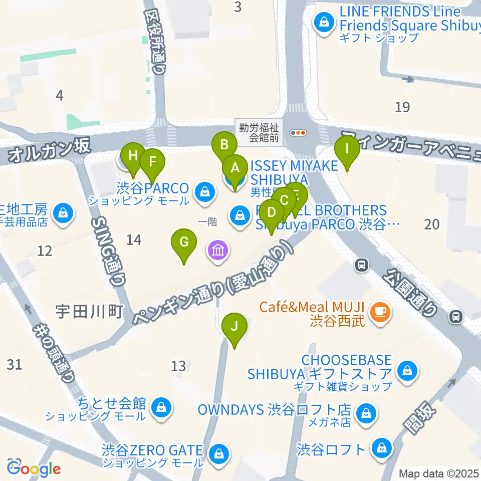 渋谷SUPER DOMMUNE周辺のカフェ一覧地図