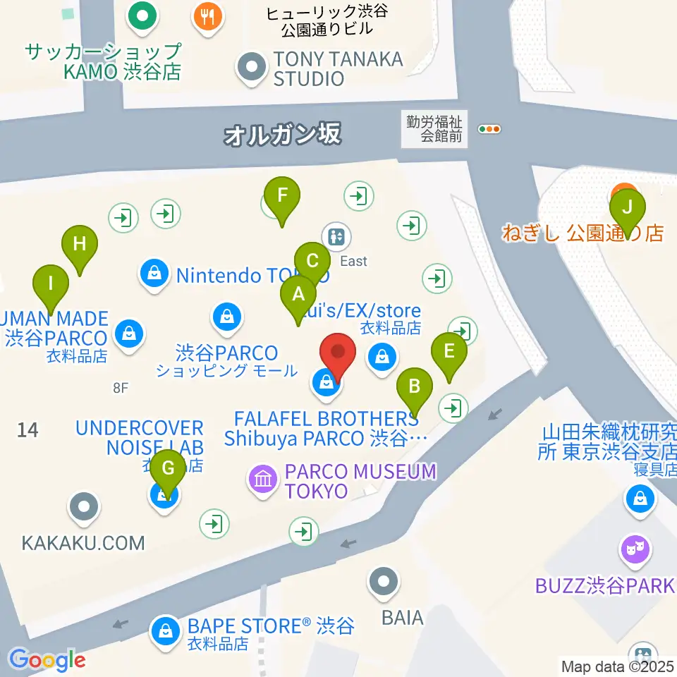 ユニオンレコード渋谷周辺のカフェ一覧地図