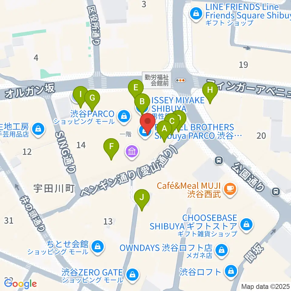 ユニオンレコード渋谷周辺のカフェ一覧地図