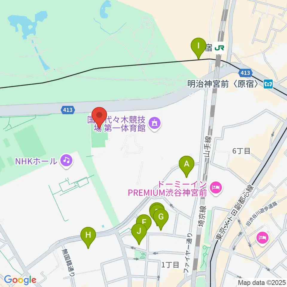 国立代々木競技場フットサルコート周辺のカフェ一覧地図