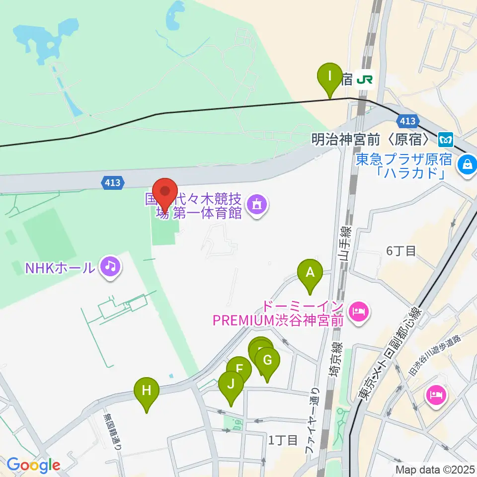 国立代々木競技場フットサルコート周辺のカフェ一覧地図