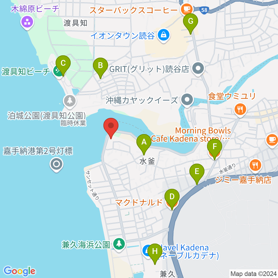 嘉手納町マルチメディアセンタースタジオ周辺のカフェ一覧地図