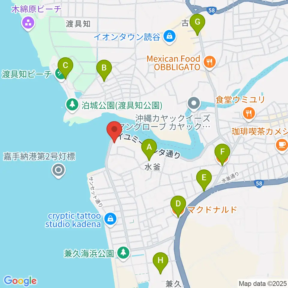 嘉手納町マルチメディアセンター周辺のカフェ一覧地図