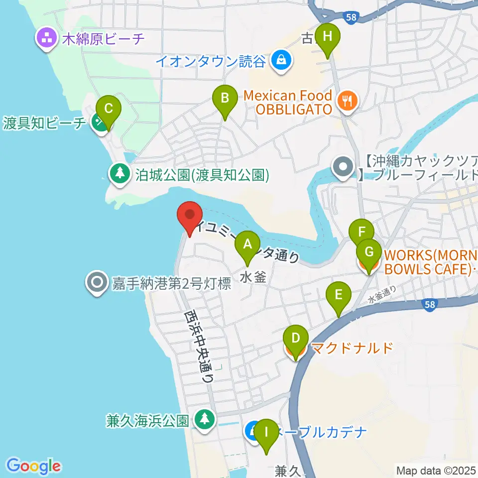 嘉手納町マルチメディアセンター周辺のカフェ一覧地図
