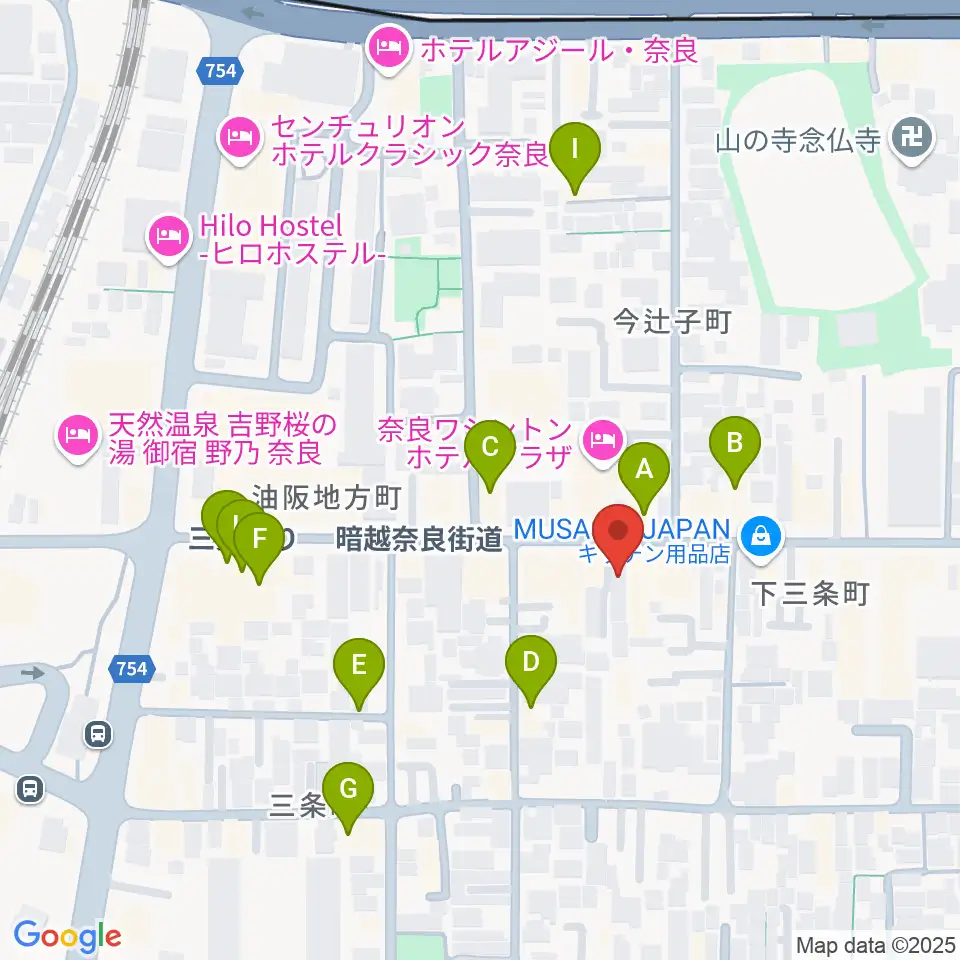奈良EVANS CASTLE HALL周辺のカフェ一覧地図