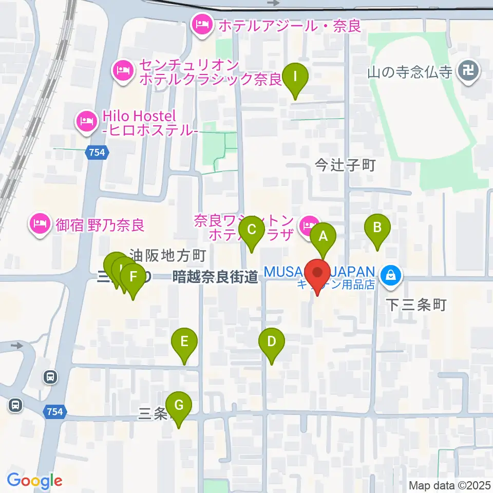 奈良EVANS CASTLE HALL周辺のカフェ一覧地図