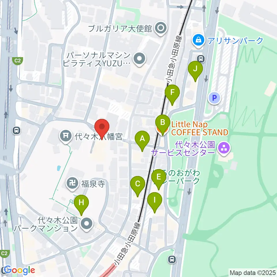 YCC 代々木八幡コミュニティセンター周辺のカフェ一覧地図
