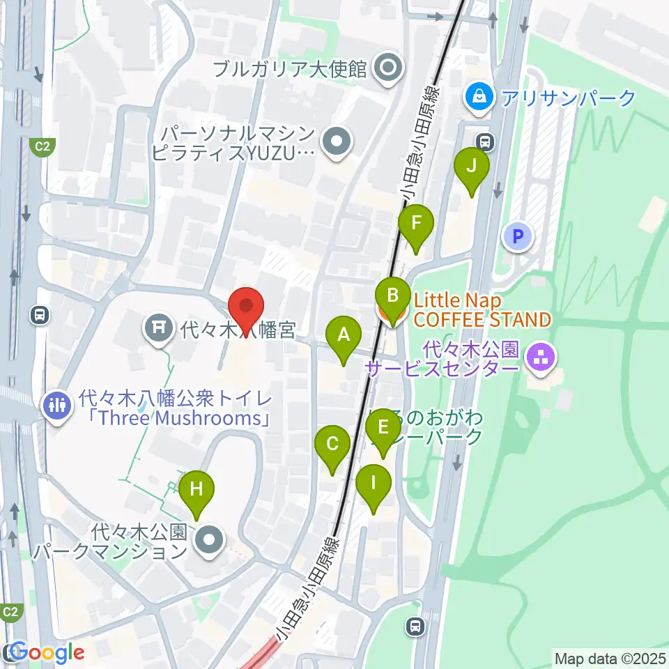 YCC 代々木八幡コミュニティセンター周辺のカフェ一覧地図