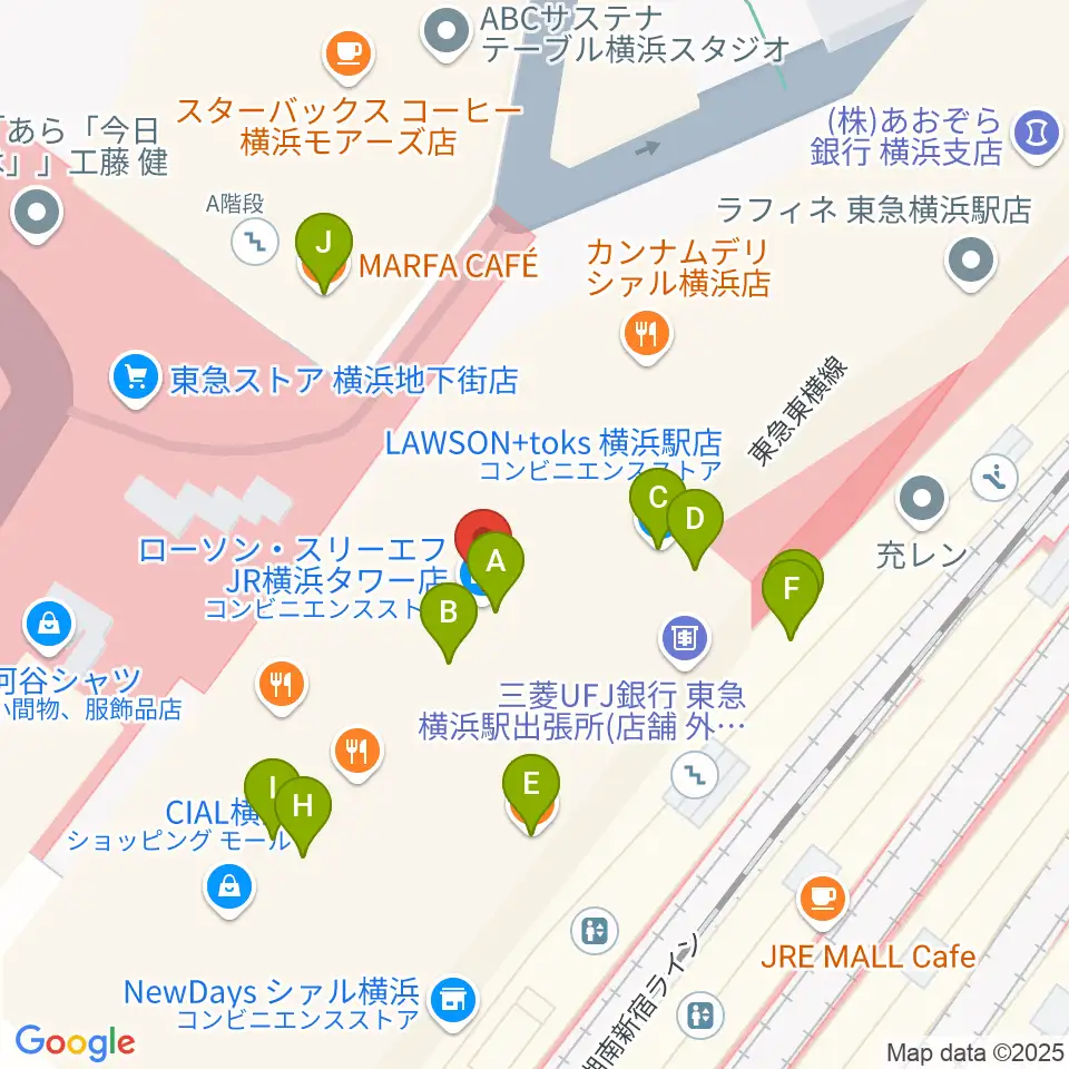 T・ジョイ横浜周辺のカフェ一覧地図