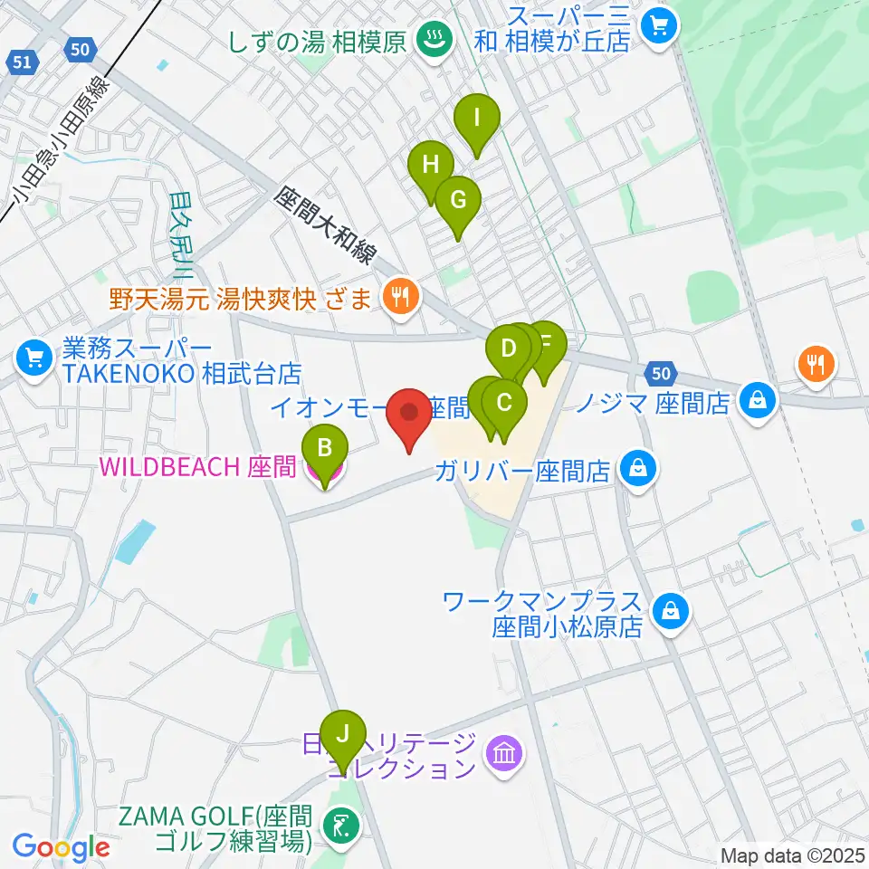 イオンシネマ座間周辺のカフェ一覧地図