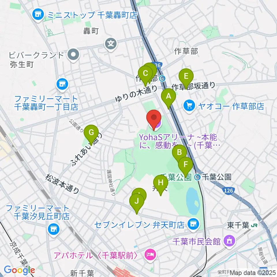 YohaSアリーナ 本能に、感動を。周辺のカフェ一覧地図