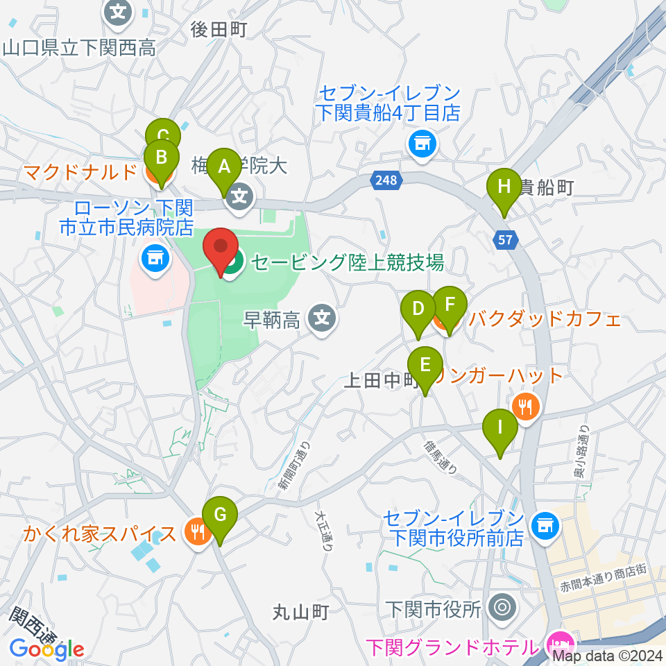 セービング陸上競技場周辺のカフェ一覧地図