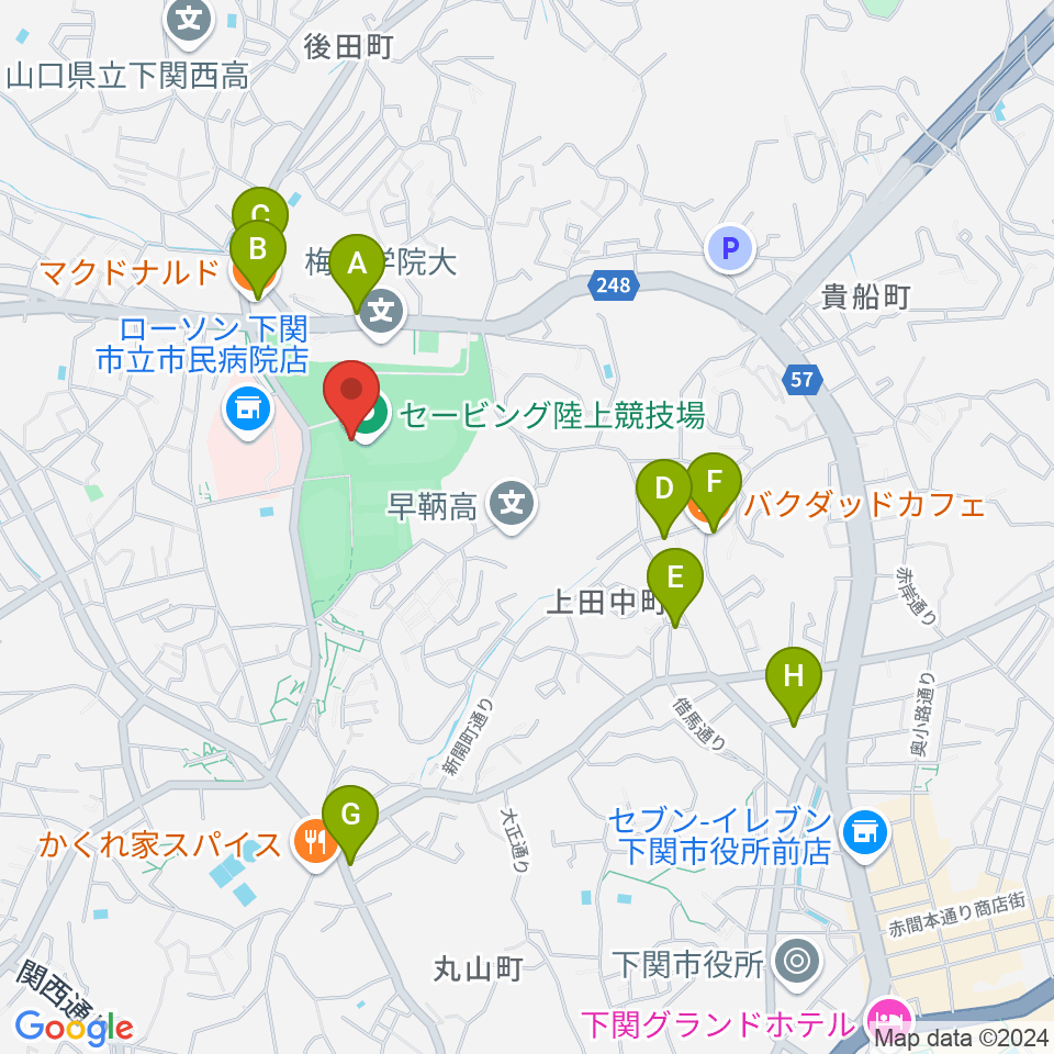 セービング陸上競技場周辺のカフェ一覧地図