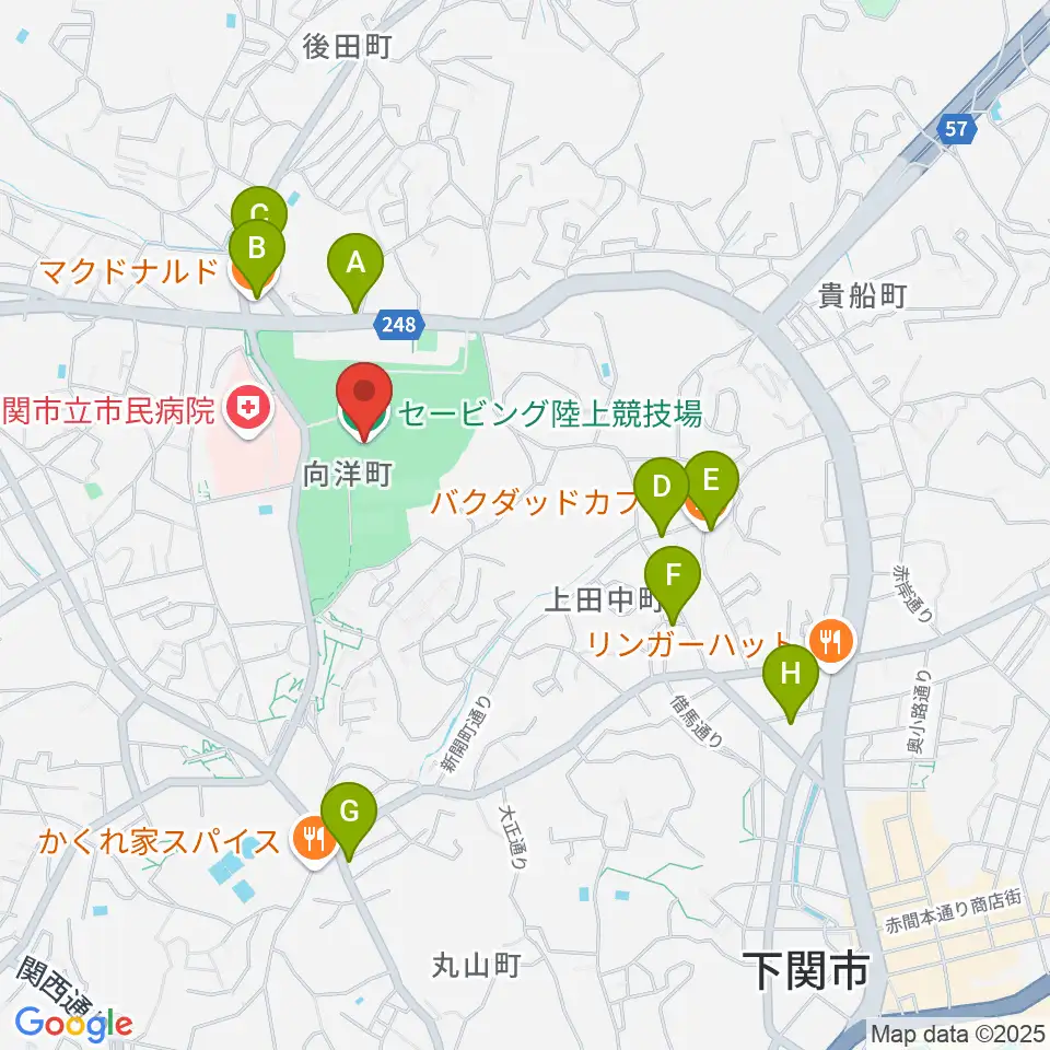 セービング陸上競技場周辺のカフェ一覧地図